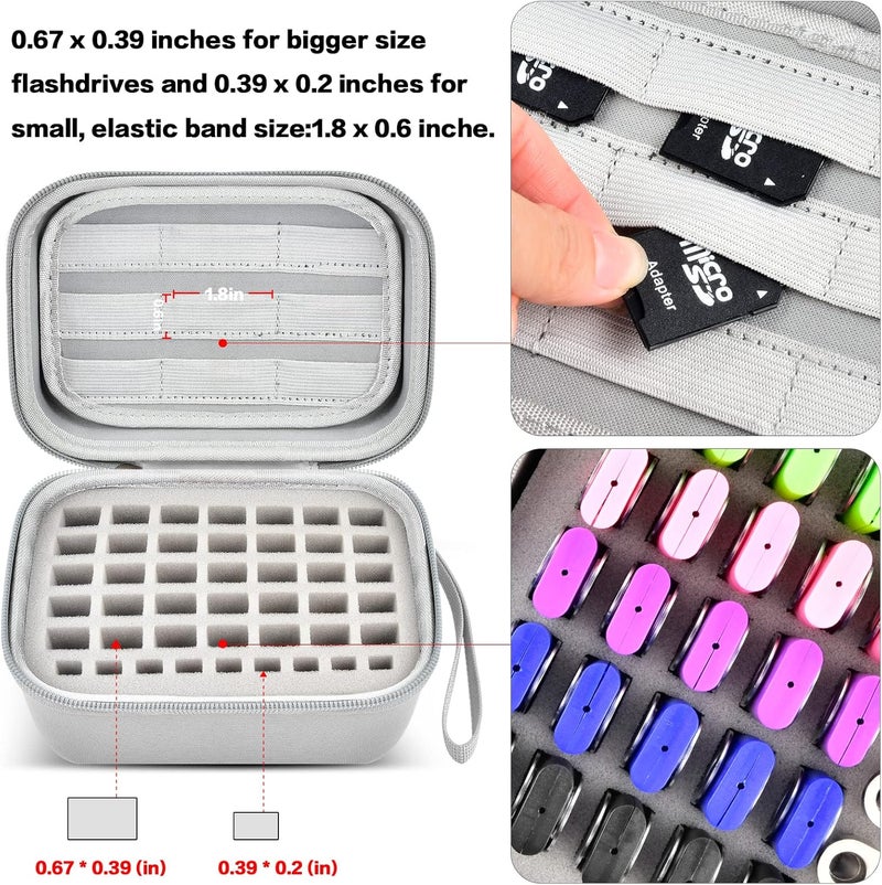 Comecase حافظة فلاش USB، محرك أقراص، حامل بطاقة الذاكرة SD SDXC SDHC، حقيبة تخزين ملحقات إلكترونية لمنتجات SanDisk/SamData/Samsung/TOPESEL/PNY/Memory Stick/YubiKey - رمادي - Image 2